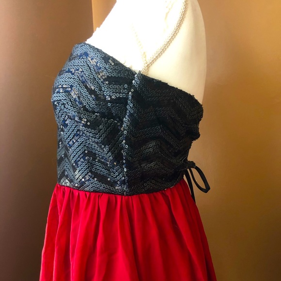 Red Strapless Sequin Dress - Picture 3 of 5